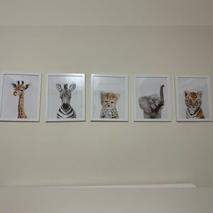Set of 6 11x16” animal prints for nursery